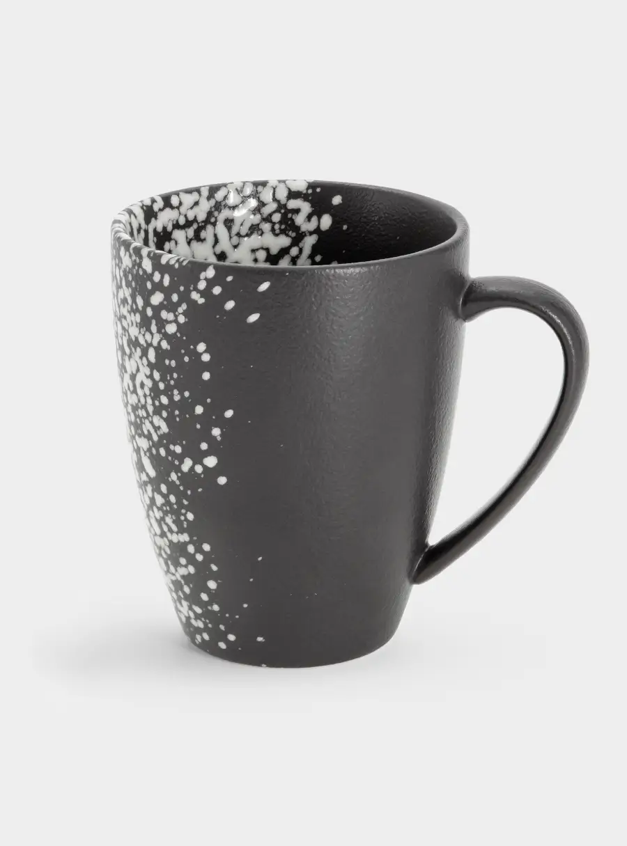 Кружка, 400 мл, фарфор P, черная, в белую крапинку, Caviar Galaxy ,image-0