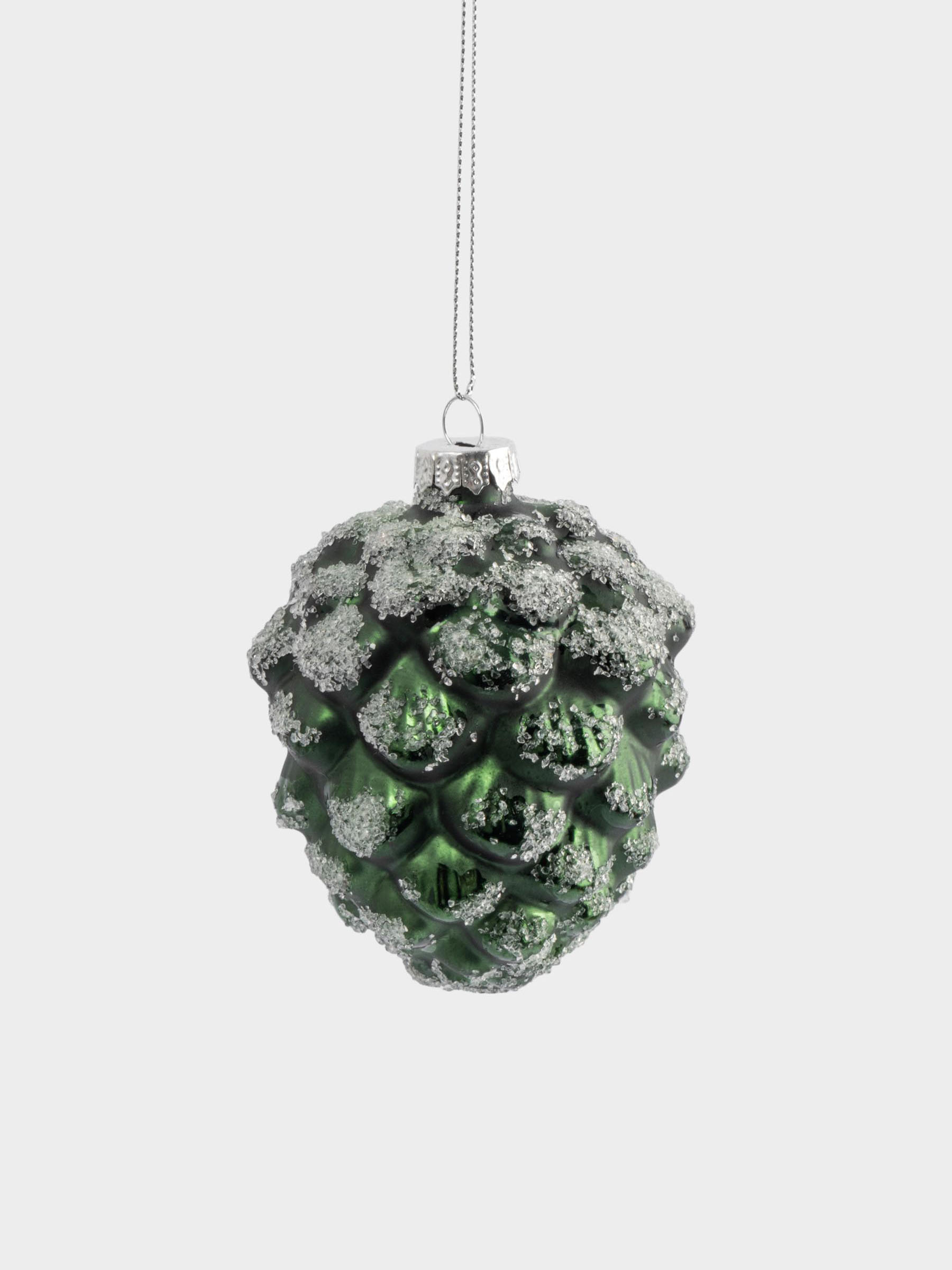 Игрушка елочная, 10 см, стекло, зеленая, Шишка, New year, image-0