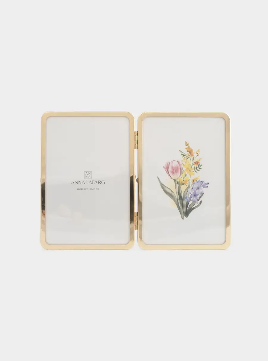 Фоторамка, 22х16 см, для двух фотографий, металл/стекло, золотистая, Museum ,image-1