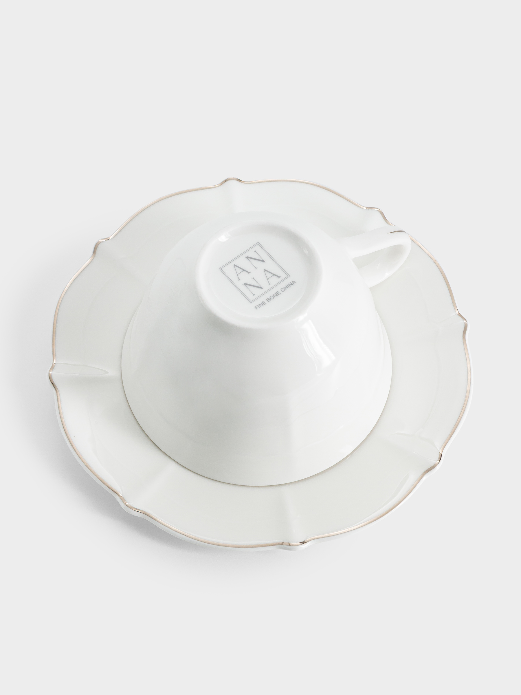 Пара чайная, 1 перс, 2 пр, 250 мл, фарфор F, белая, с серебристым кантом, Lotus silver, image-3