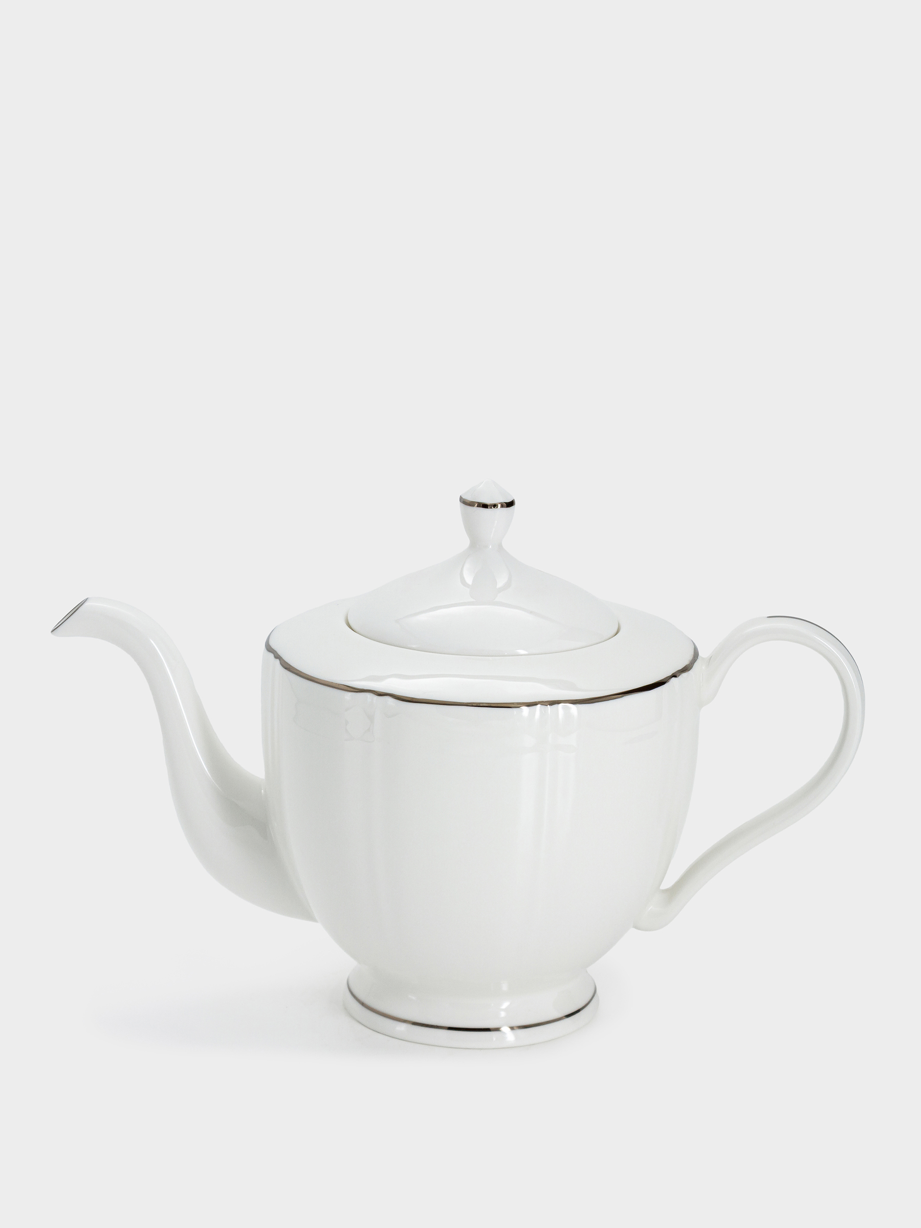 Чайник заварочный, 1,1 л, фарфор F, белый, с серебристым кантом, Lotus silver, image-0