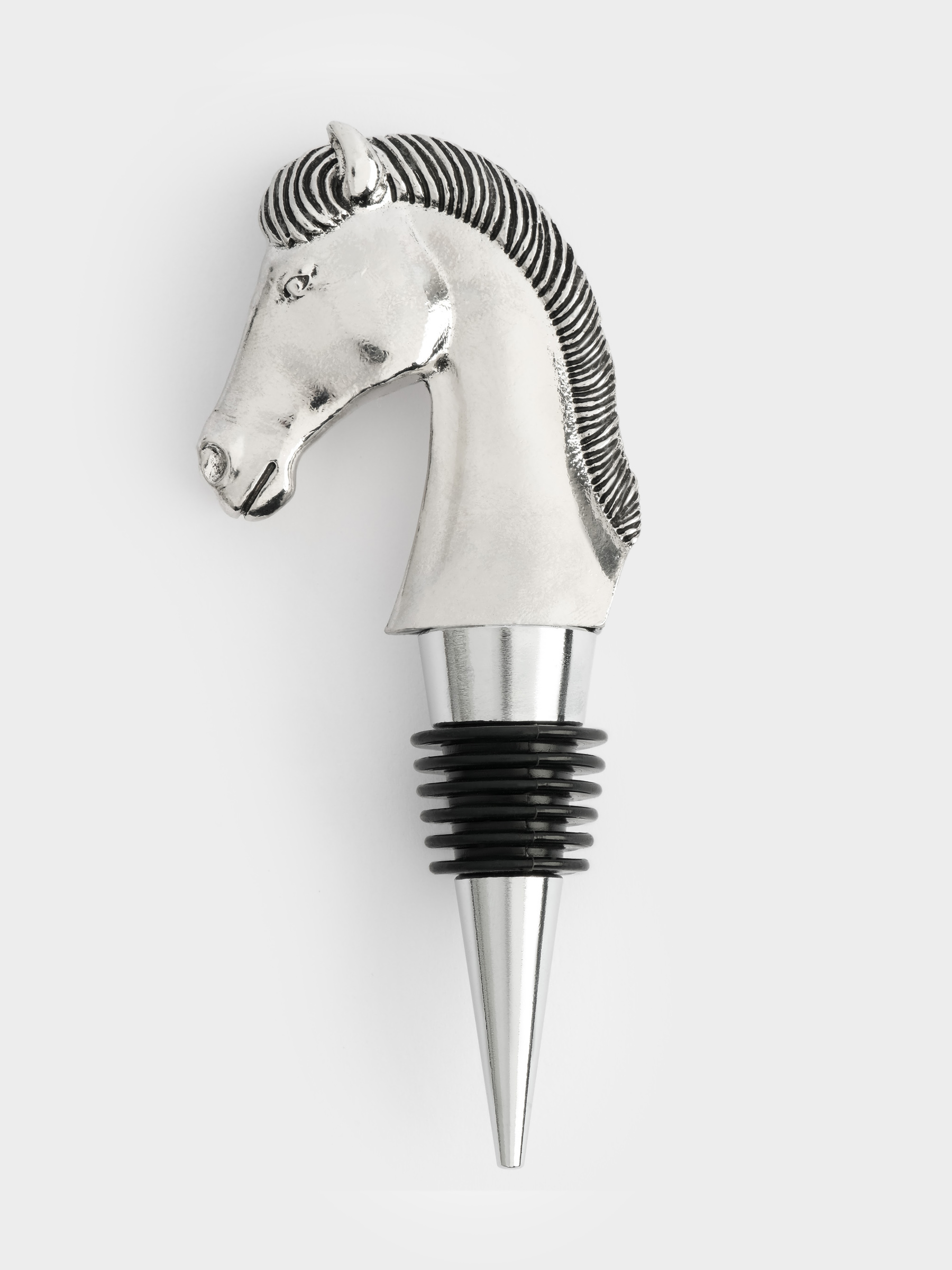 Пробка для винной бутылки, 12 см, металл, серебристая, Лошадь, Horse, image-0