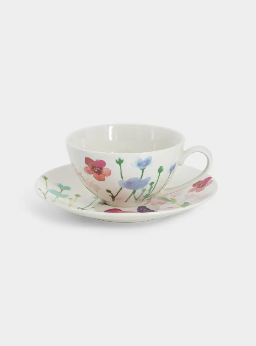 Чашка с блюдцем, 200 мл, Лесные цветы ,image-0