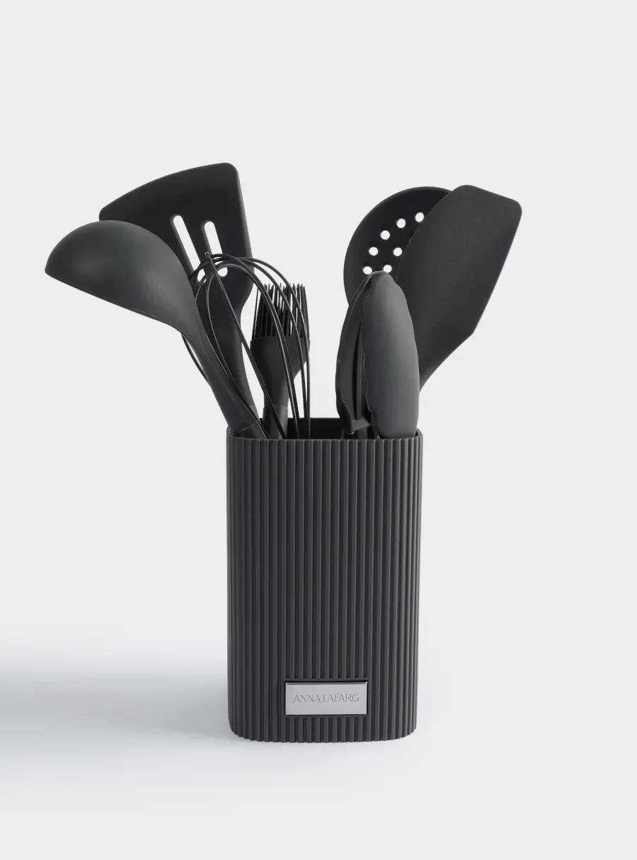 Набор кухонных принадлежностей, 7 пр, в подставке, силикон/пластик, графитовый, Streak ,image-0