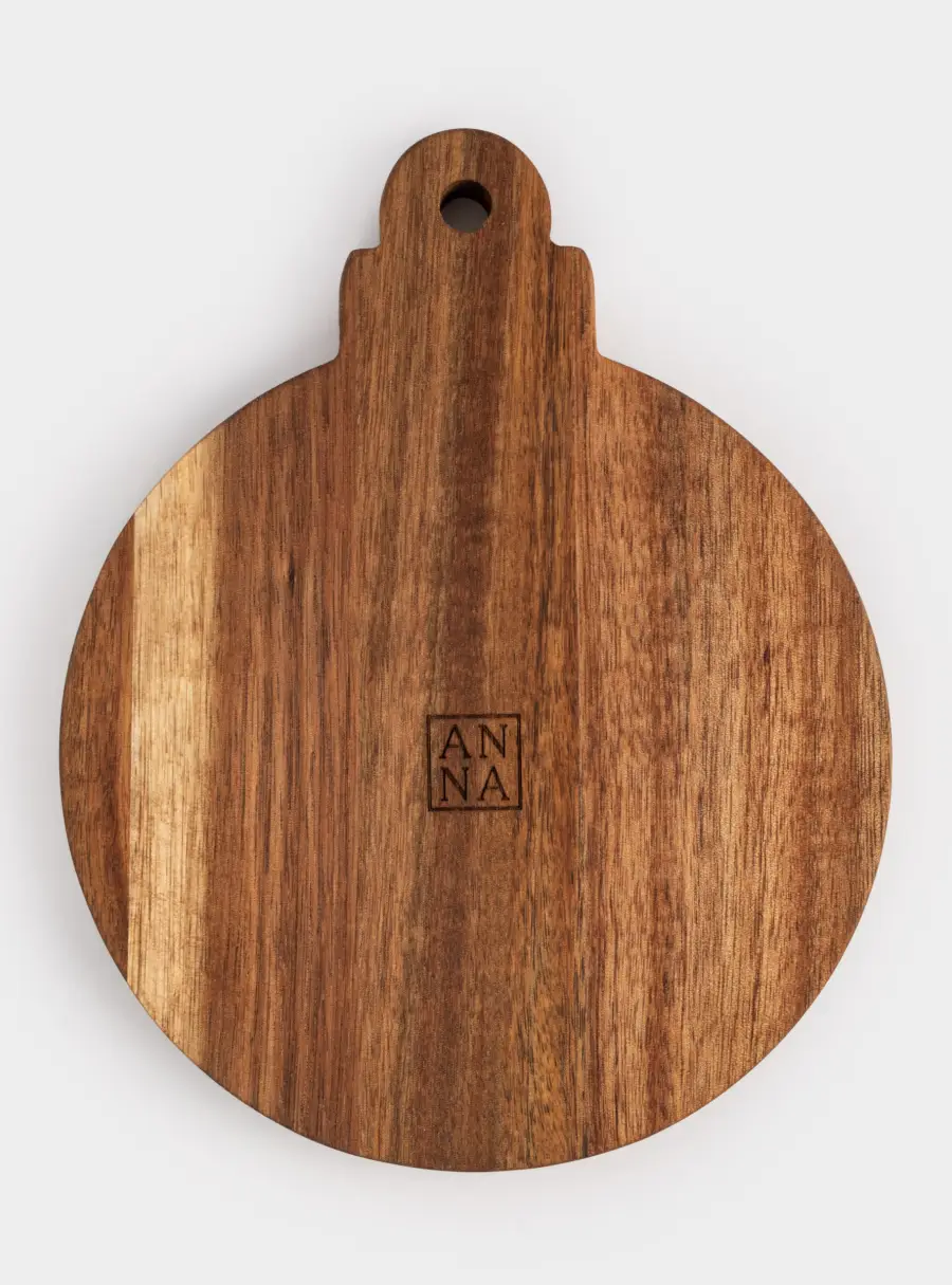 Набор для сыра, 2 пр, доска-блюдо, сталь/дерево, золотистый, Новогодний шар ,image-4