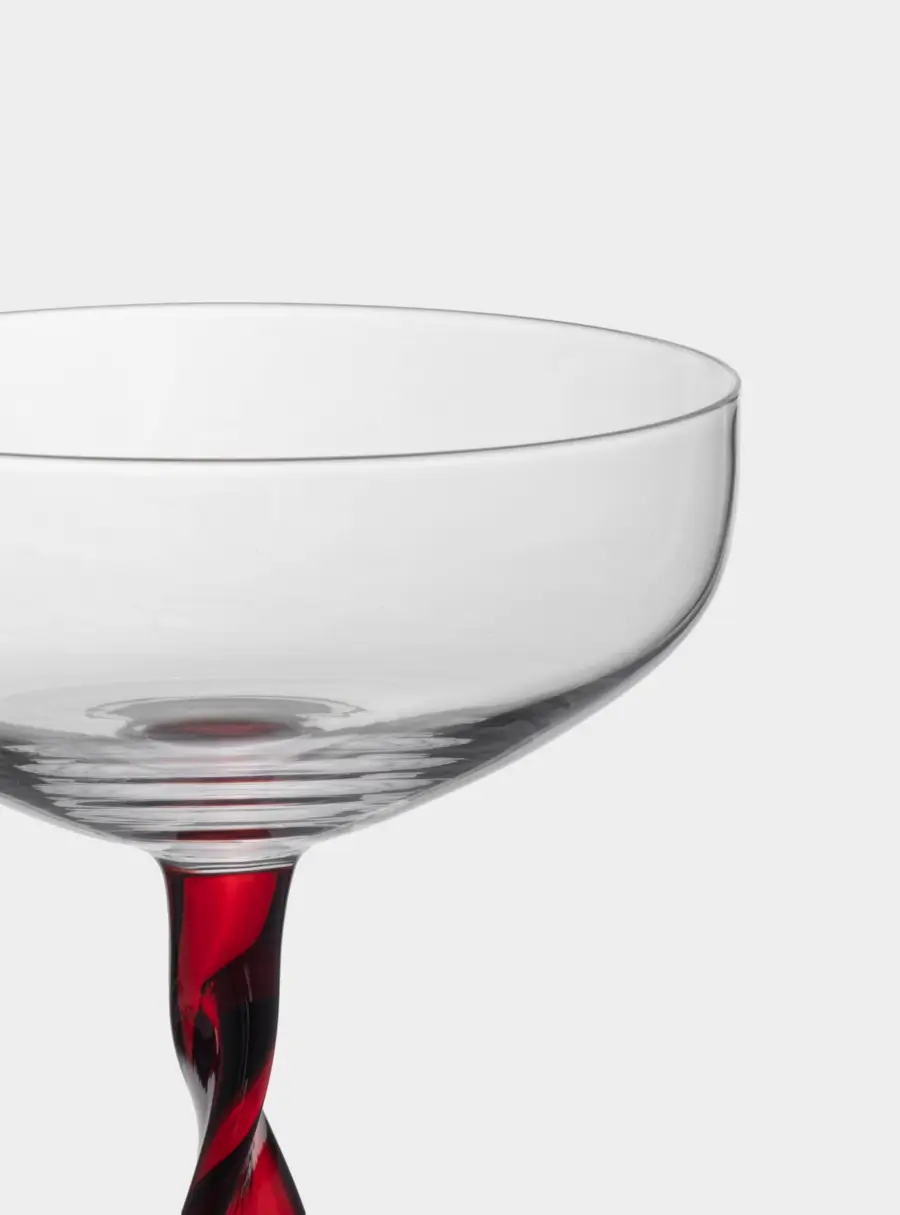 Бокал-креманка для шампанского, 370 мл, 2 шт, стекло, красная ножка, Villalago, image-4