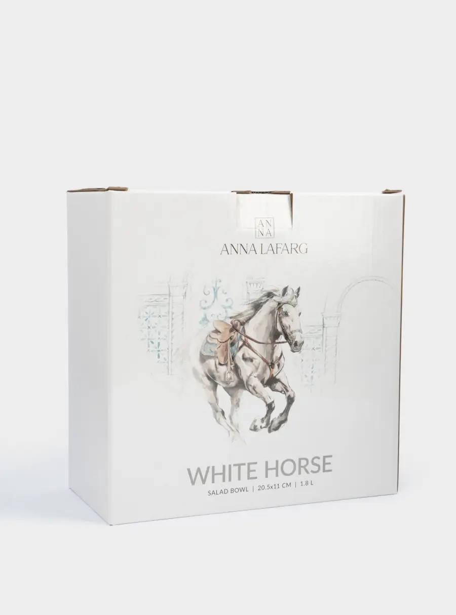 Салатник, 21х11 см, 1,8 л, фарфор N, белый, с серебристым кантом, Конь, White horse, image-6