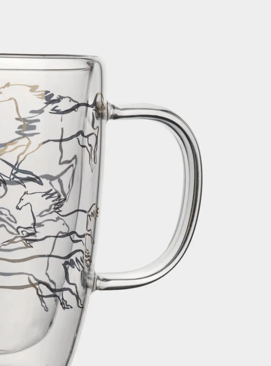 Кружка, 370 мл, стекло Б, золотистая, Кони, Wind-Horse, image-4