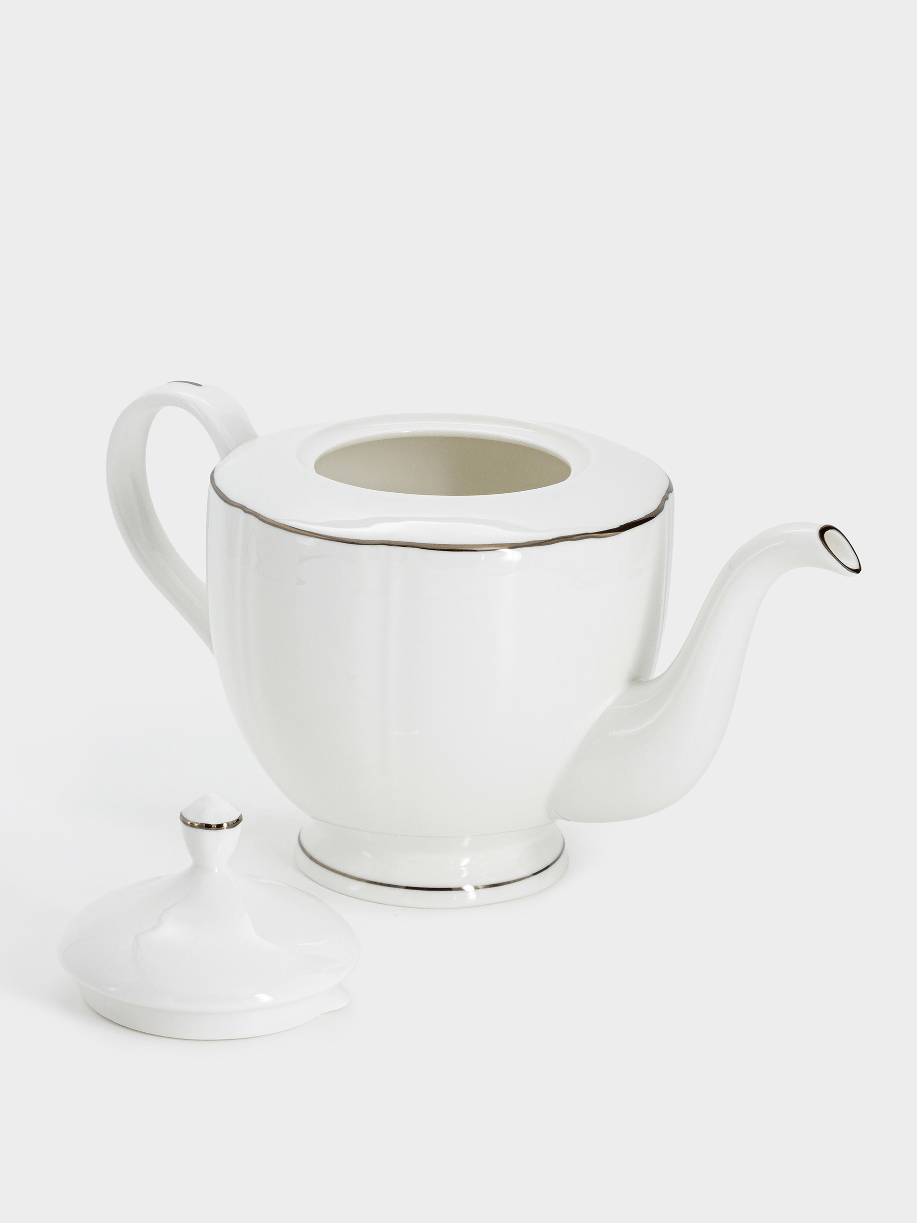 Чайник заварочный, 1,1 л, фарфор F, белый, с серебристым кантом, Lotus silver, image-4