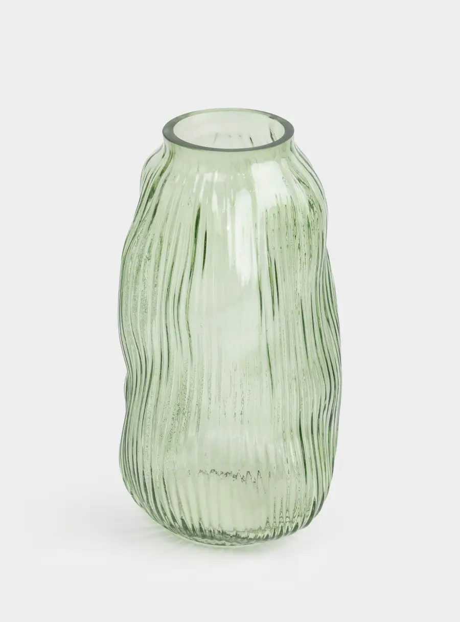 Ваза для цветов 30 см, стекло Р, зеленая, Creek, image-1