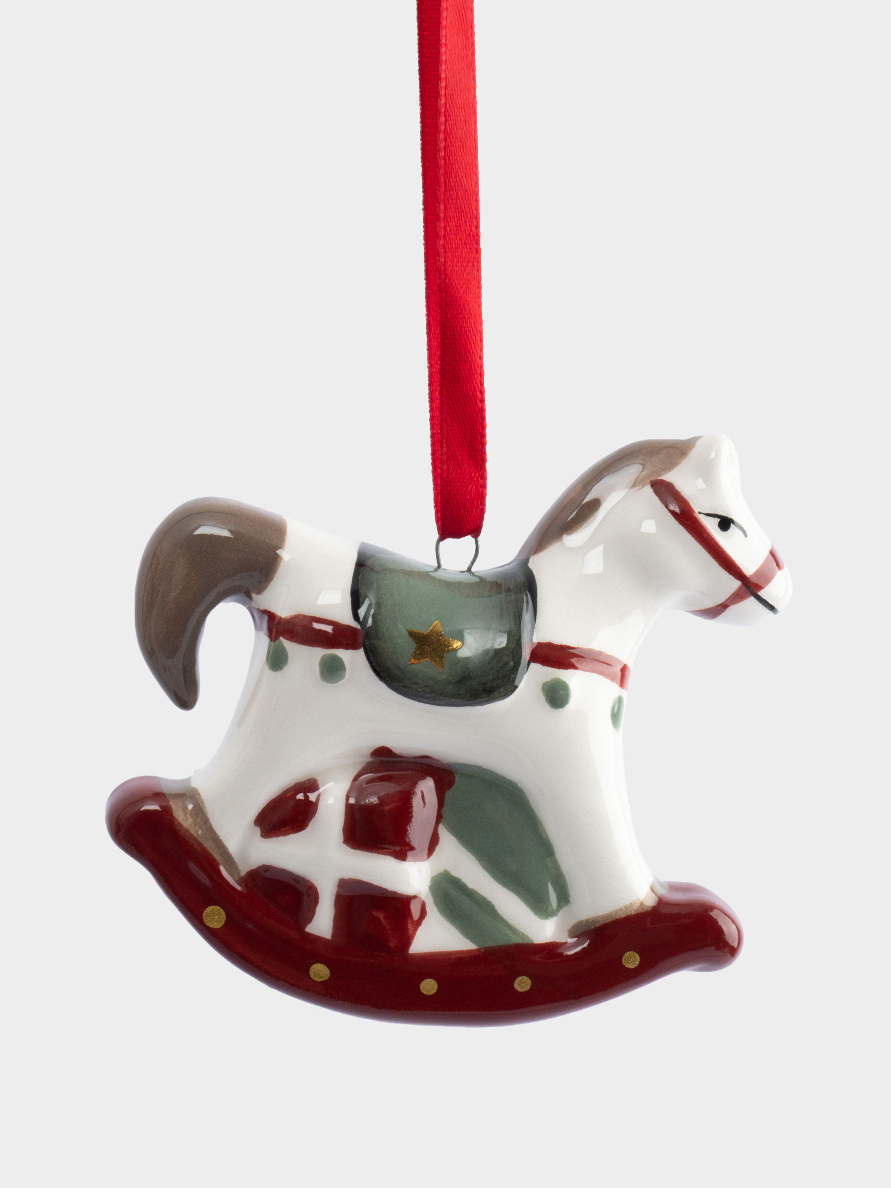 Игрушка елочная, 8 см, керамика, Лошадка-качалка, Bright horse, image-0