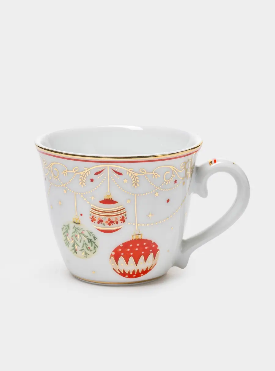 Пара кофейная, 2 перс, 4 пр, 80 мл, фарфор P, белая, Новогодние шары, Christmas Eve, image-2