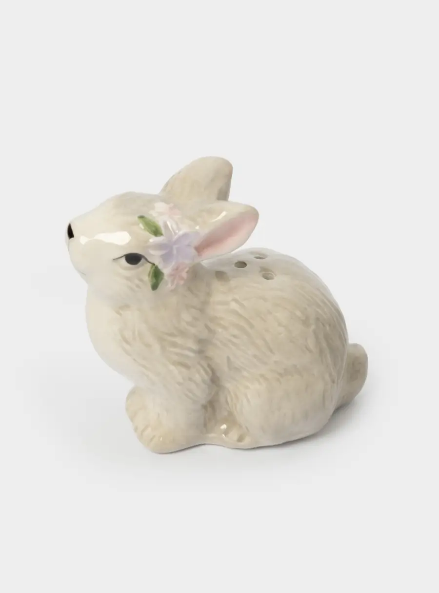 Емкость для соли или перца, 8 см, керамика, серая, Кролик с цветами, Brown Rabbit ,image-3
