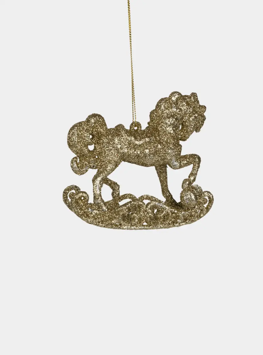 Игрушка елочная, 11 см, пластик, шампань, Лошадь, New year ,image-1