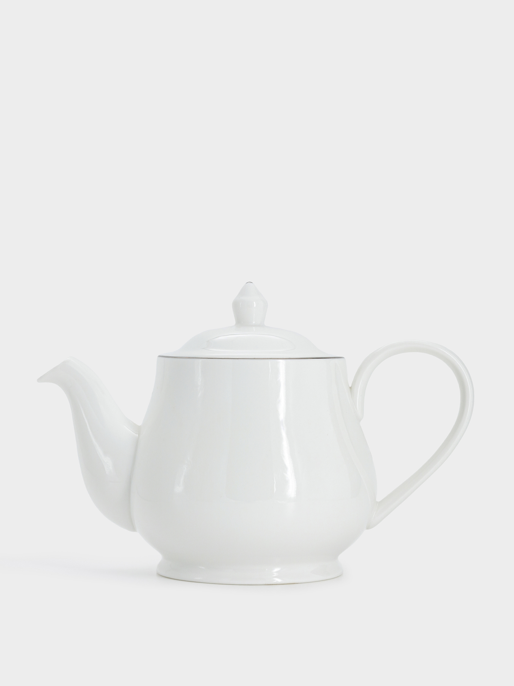 Чайник заварочный, 1 л, фарфор P, белый, с серебристым кантом, White Platinum, image-5