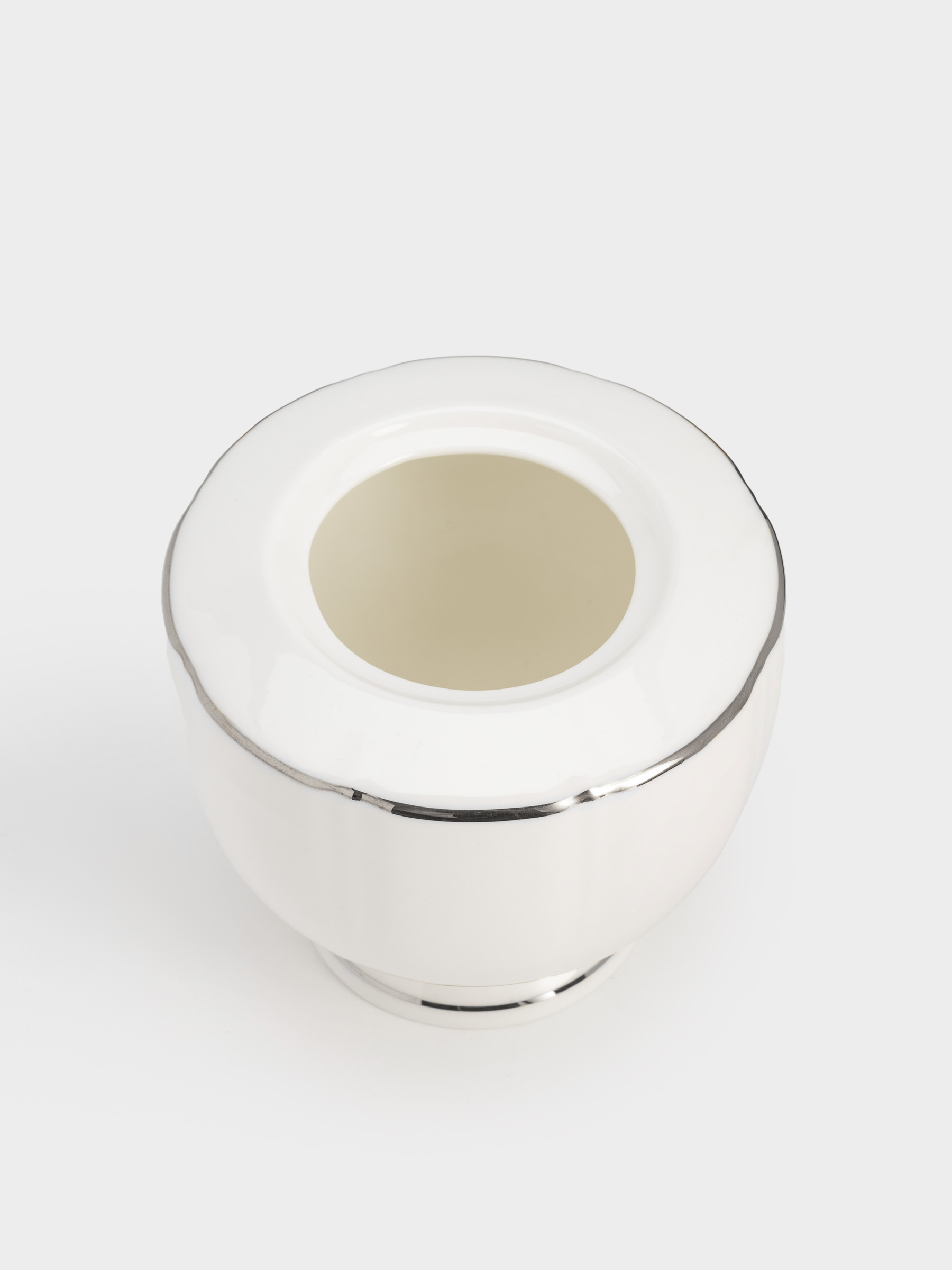 Сахарница, 10,5 см, 250 мл, фарфор F, белая, с серебристым кантом, Lotus silver, image-3