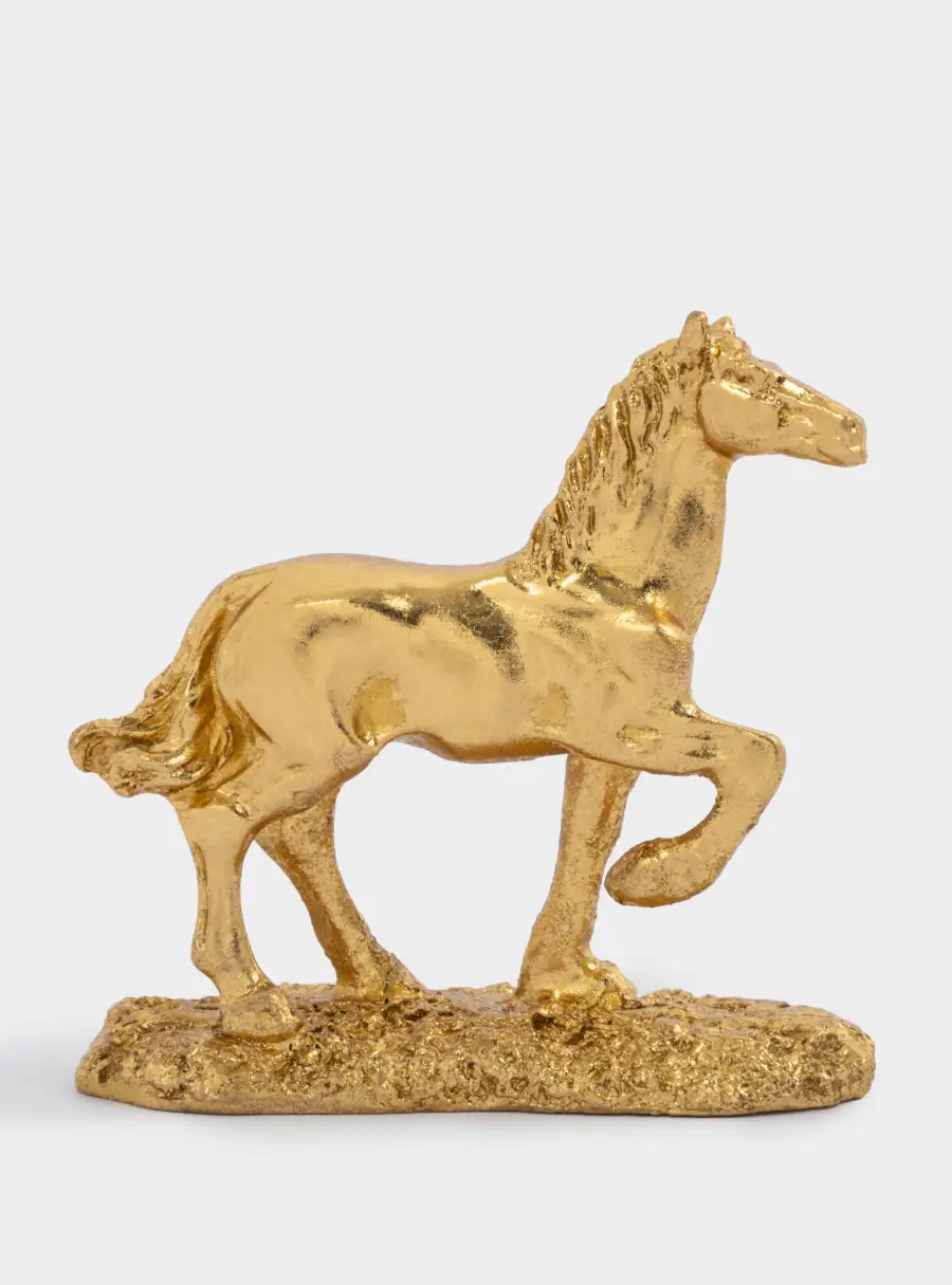 Статуэтка, 9 см, полирезин, золотистая, Лошадь, Horse ,image-1