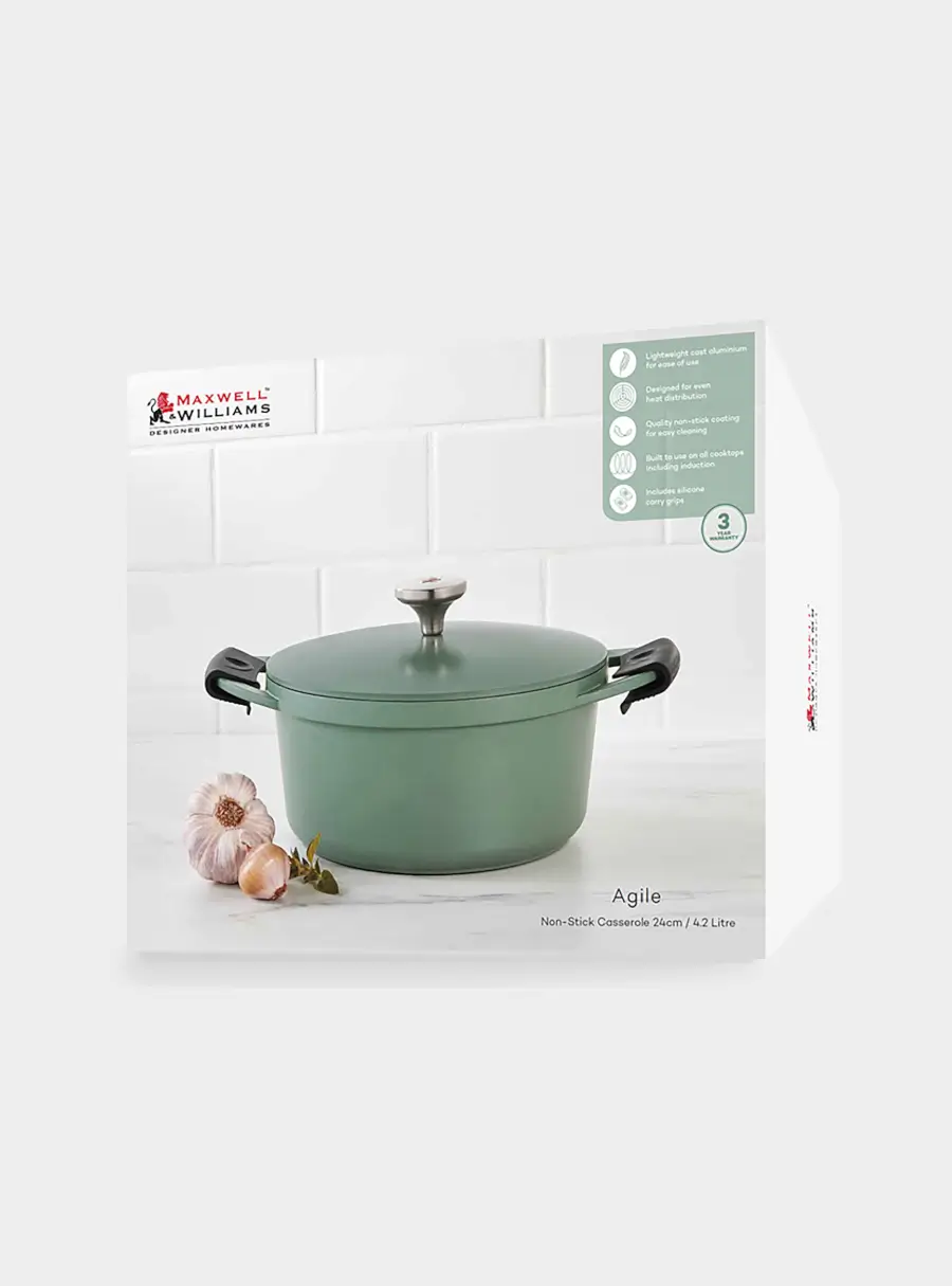 Кастрюля, 24 см, 4.2 л, с крышкой, с покрытием, алюминий, зелёная, Agile, image-6