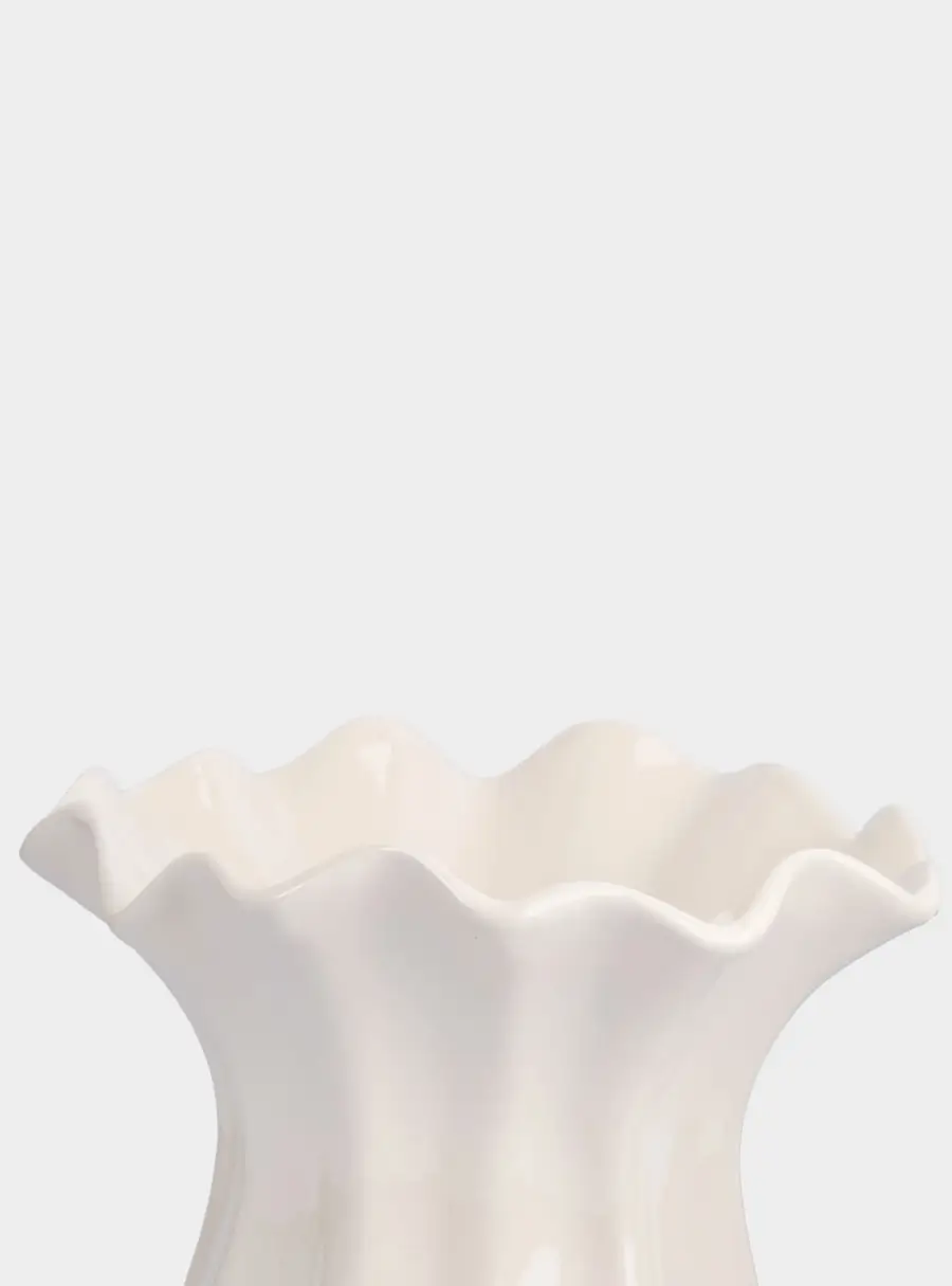 Ваза для цветов, 23 см, керамика, молочная, Волнистый край, Zephyr, image-5