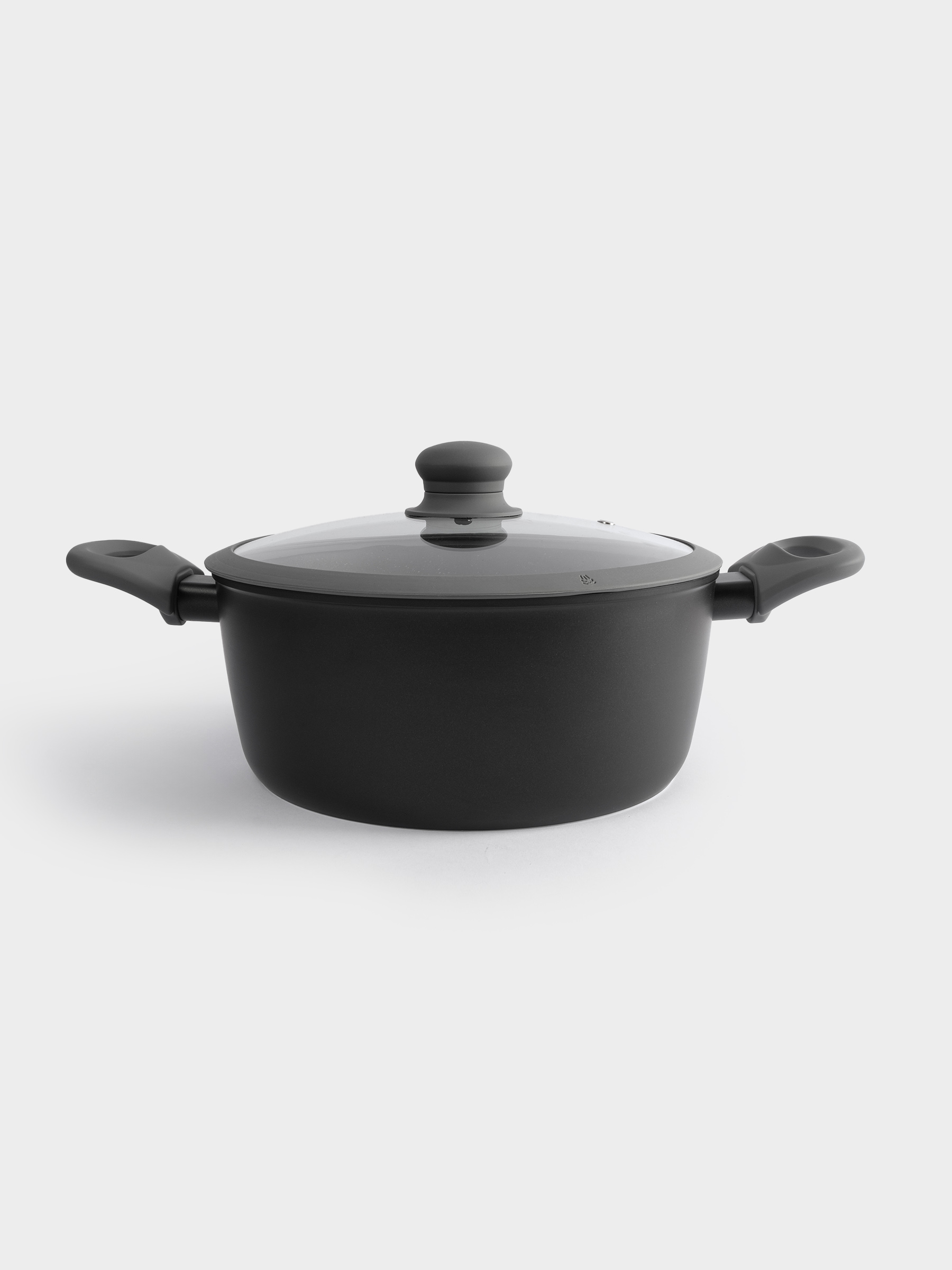Кастрюля, 24 см, 3,9 л, с крышкой, с покрытием, алюминий, серо-черная, Robust, image-0