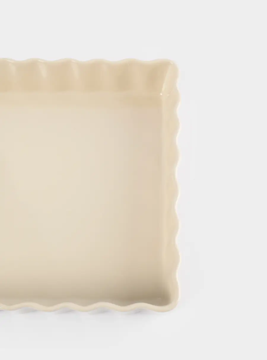 Форма для запекания, 29х21 см, керамика, прямоугольная, бежевая, Ребристый край, Bagel ,image-2