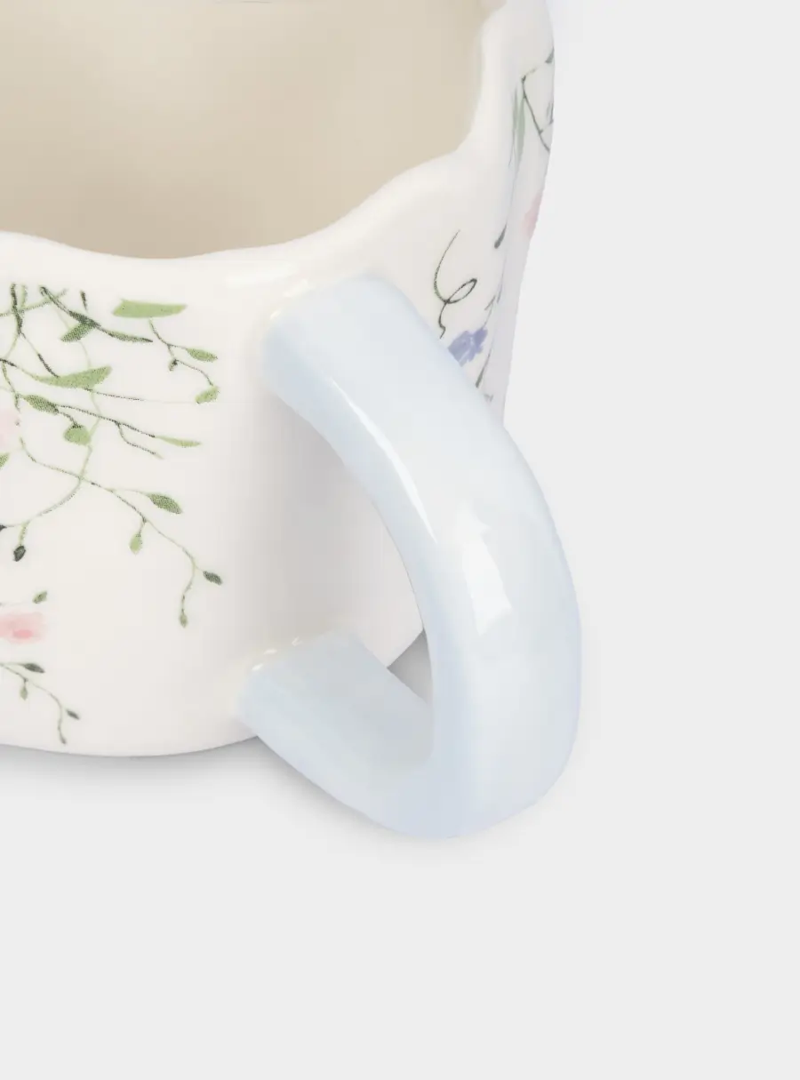 Кружка, 460 мл, керамика, молочно-голубая, Цветы, Mint flowers, image-5