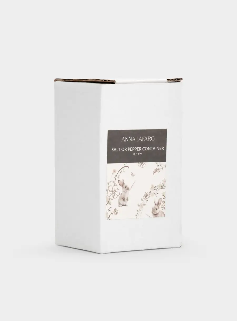 Емкость для соли или перца, 9 см, керамика, молочно-золотистая, Кролик с бантом, White Rabbit, image-7