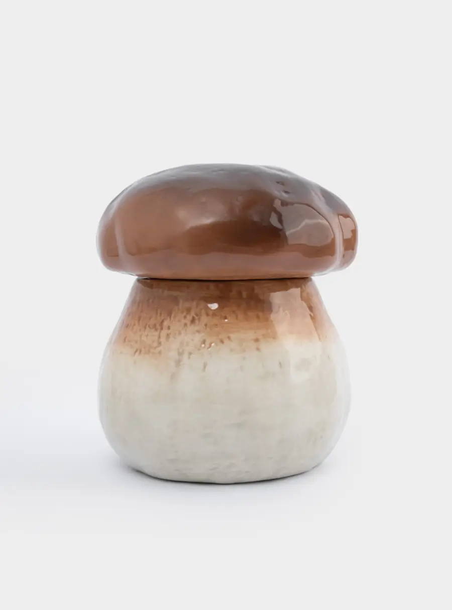 Емкость для хранения, 14x16 см, 780 мл, керамика, молочно-коричневая, Гриб, Autumn forest ,image-0