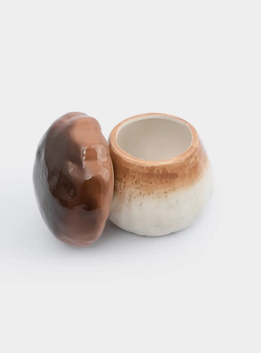 Емкость для хранения, 14x16 см, 780 мл, керамика, молочно-коричневая, Гриб, Autumn forest, image-4