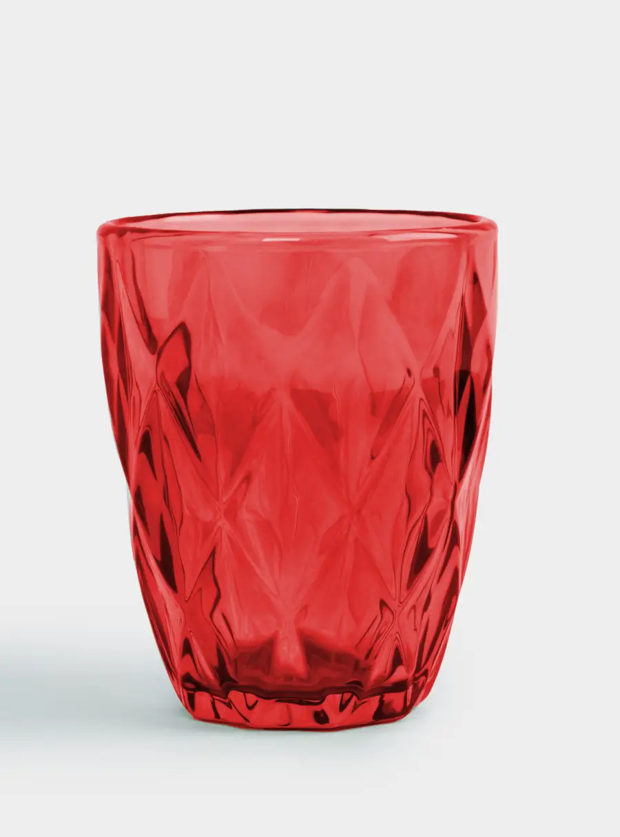 Стакан, 10 см, 270 мл, стекло, красный, Diamond color