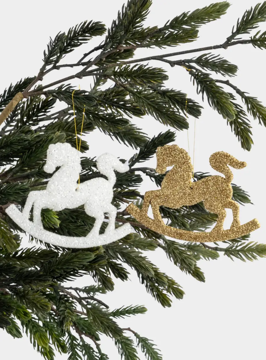 Игрушка елочная, 12x9 см, 2 шт, пластик, Лошадка-качалка, New year ,image-2