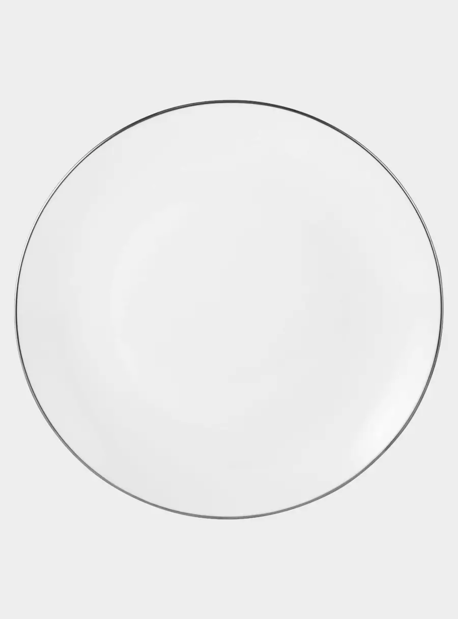 Тарелка обеденная, 27,5 см, фарфор P, белая, с серебристым кантом, White Platinum
