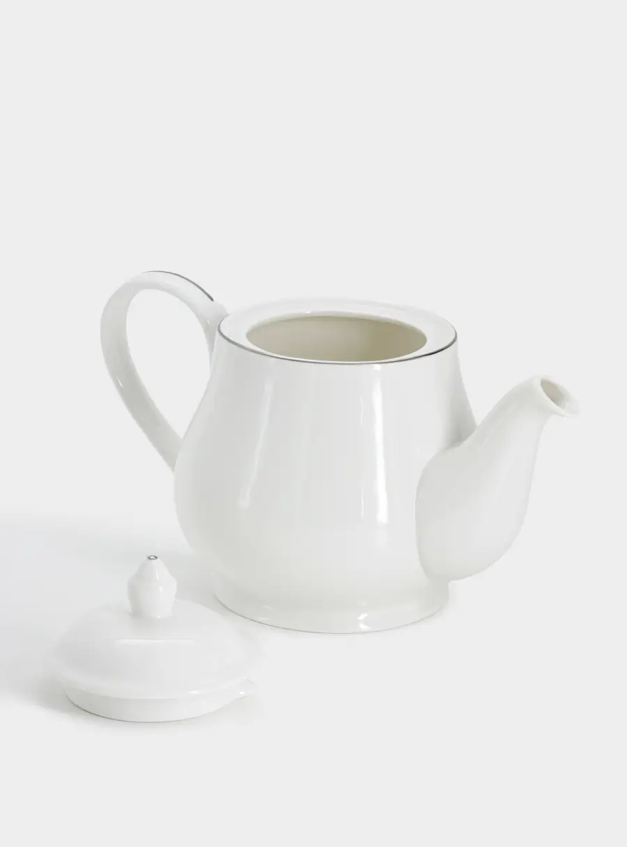 Чайник заварочный, 1 л, фарфор P, белый, с серебристым кантом, White Platinum, image-4