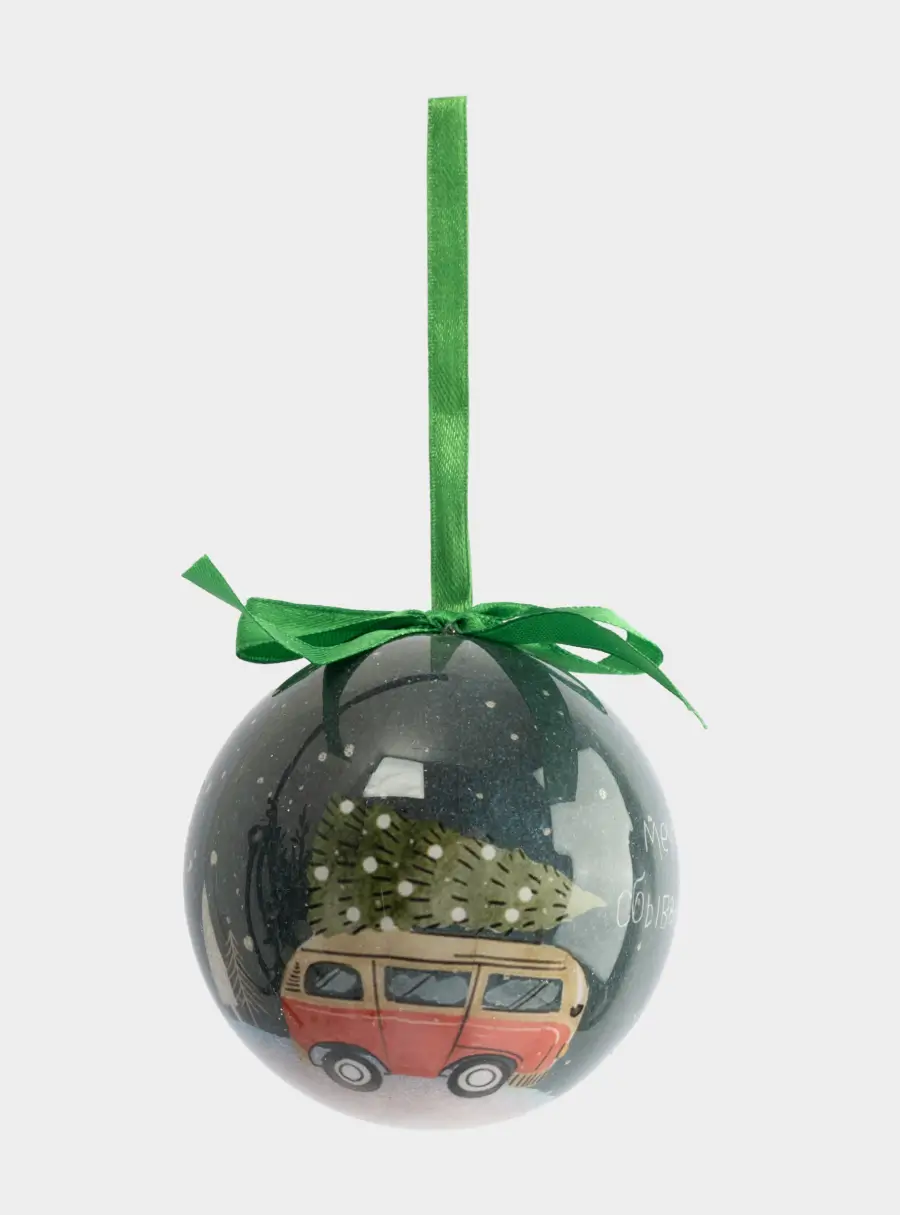 Игрушка елочная, 7 см, пенопласт, шар, Машинка, New year, image-1