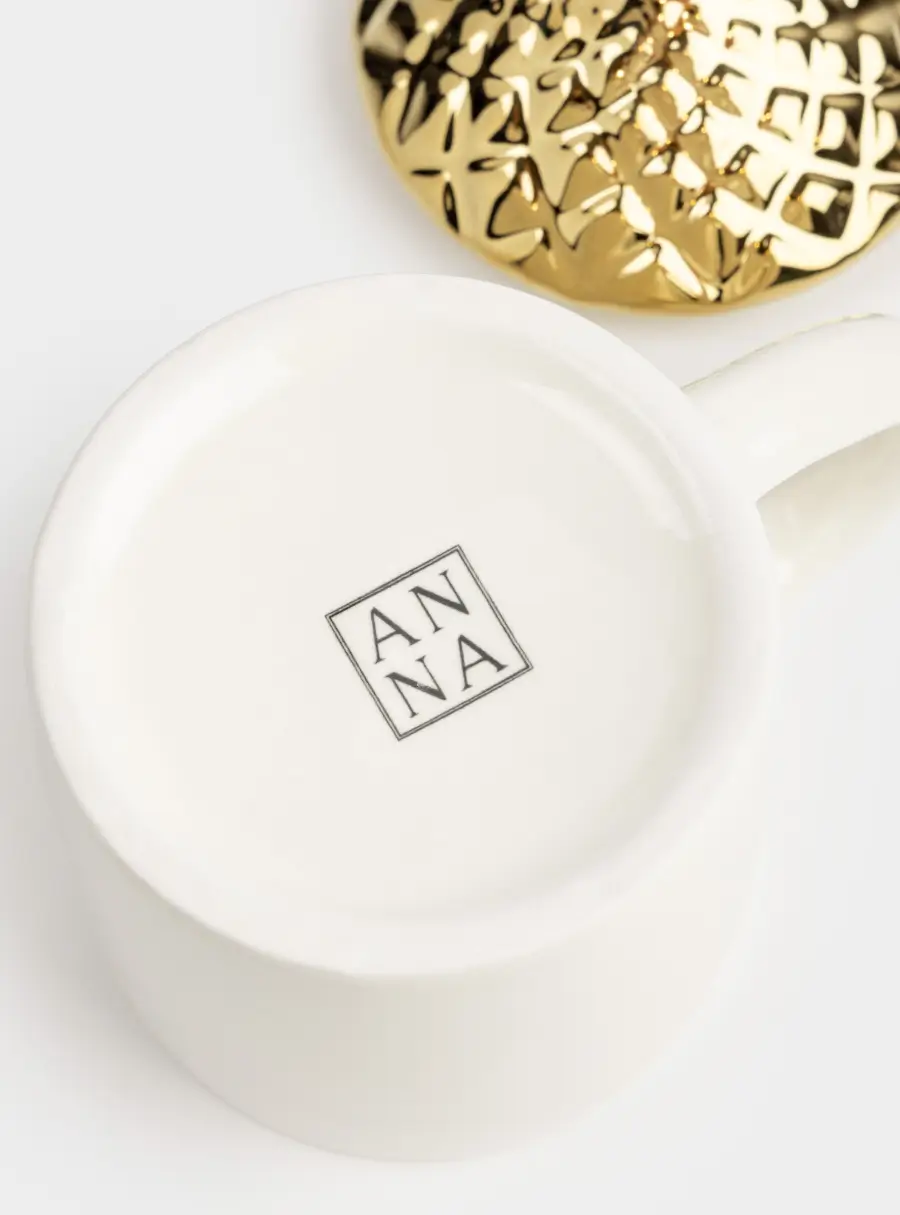 Кружка, 400 мл, с крышкой, керамика, молочно-золотистая, Дом, Townlet, image-5