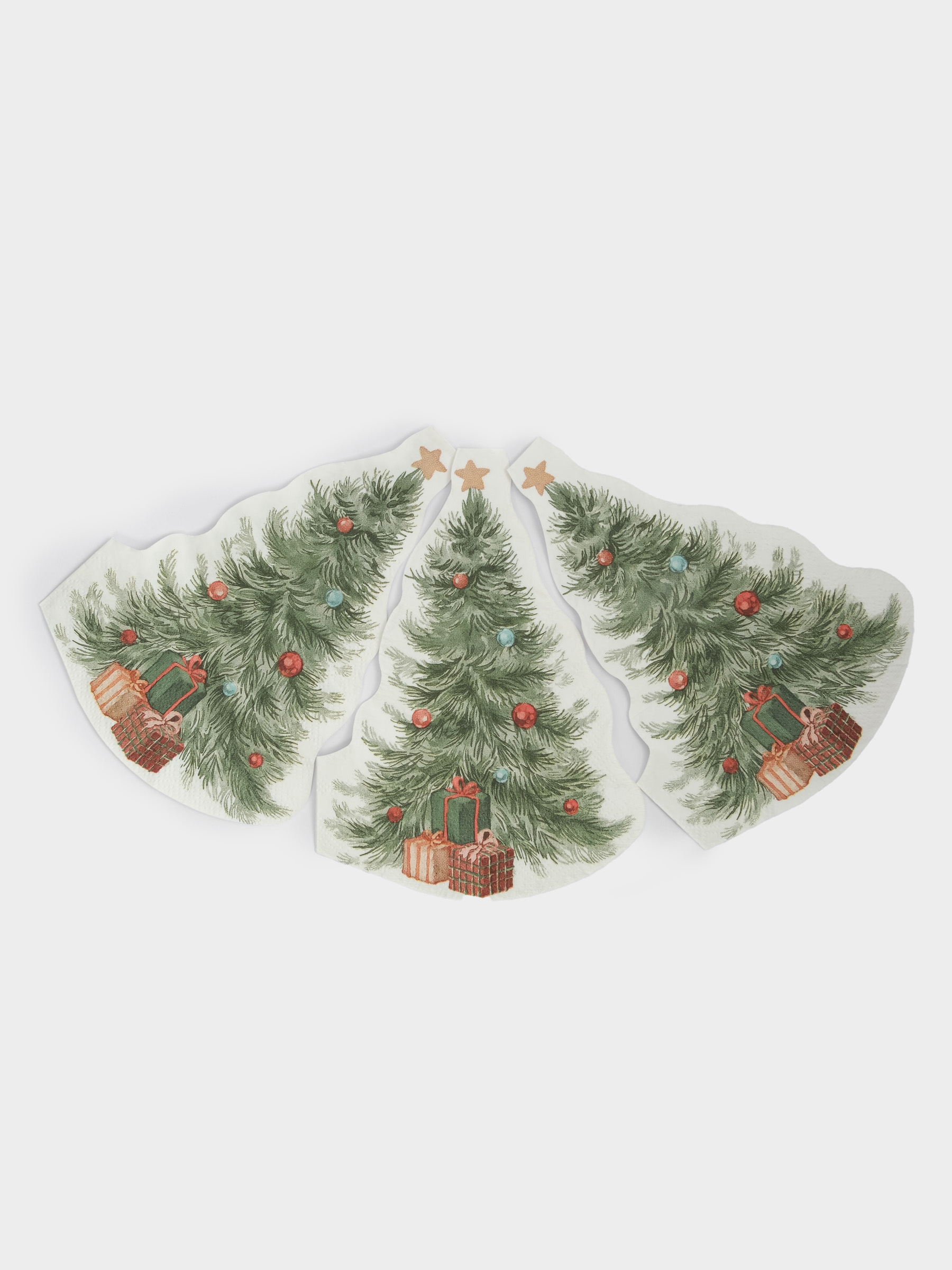 Салфетки бумажные, 20х30 см, 20 шт, фигурные, белые, Ель со звездой, Festival, image-1