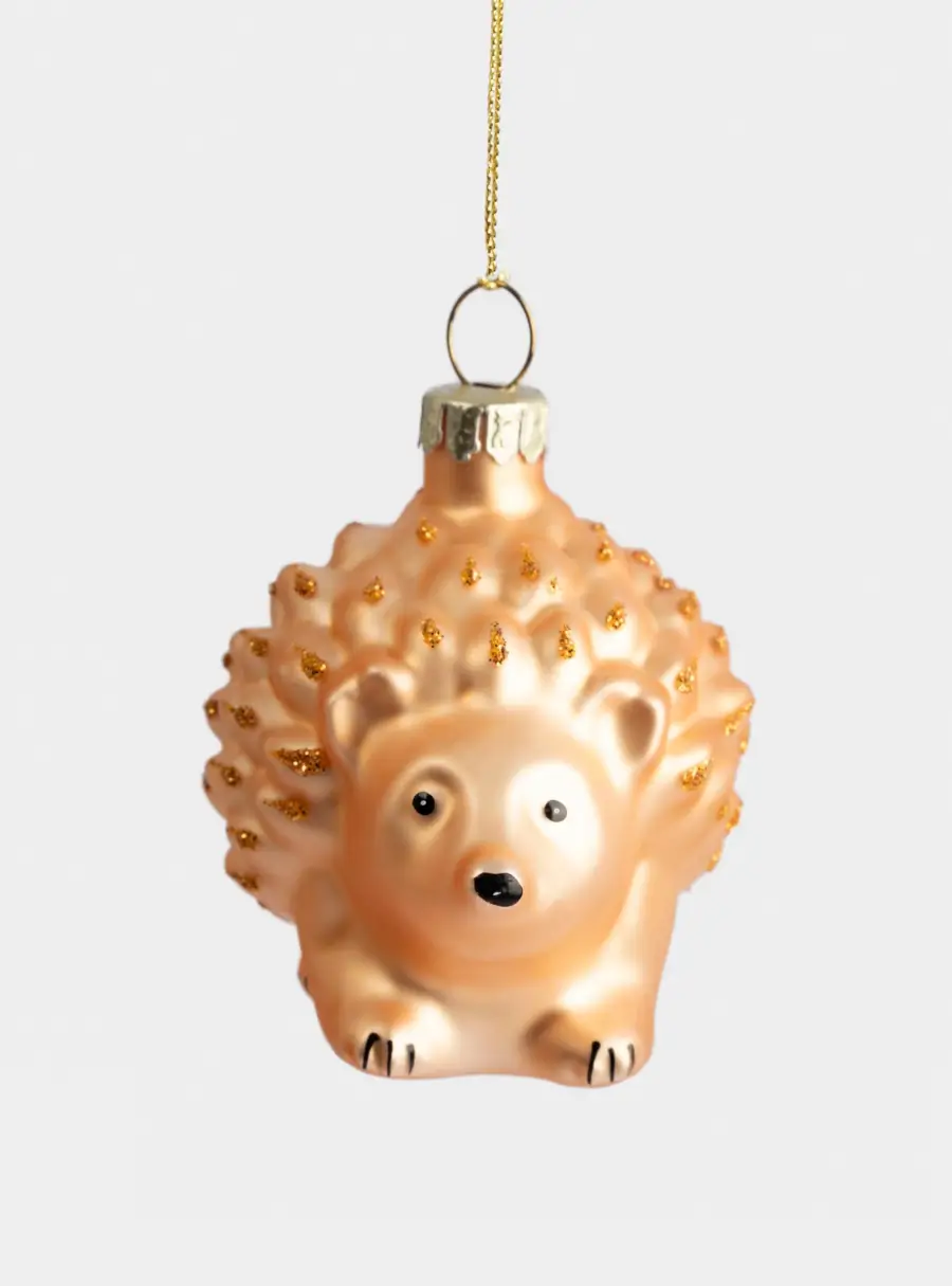 Игрушка елочная, 6x6 см, стекло, золотистая, Ежик, New year, image-0