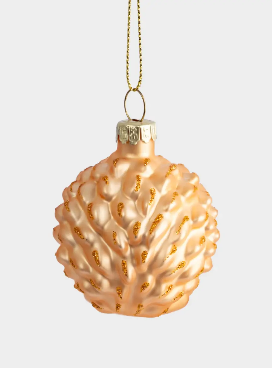 Игрушка елочная, 6x6 см, стекло, золотистая, Ежик, New year, image-2