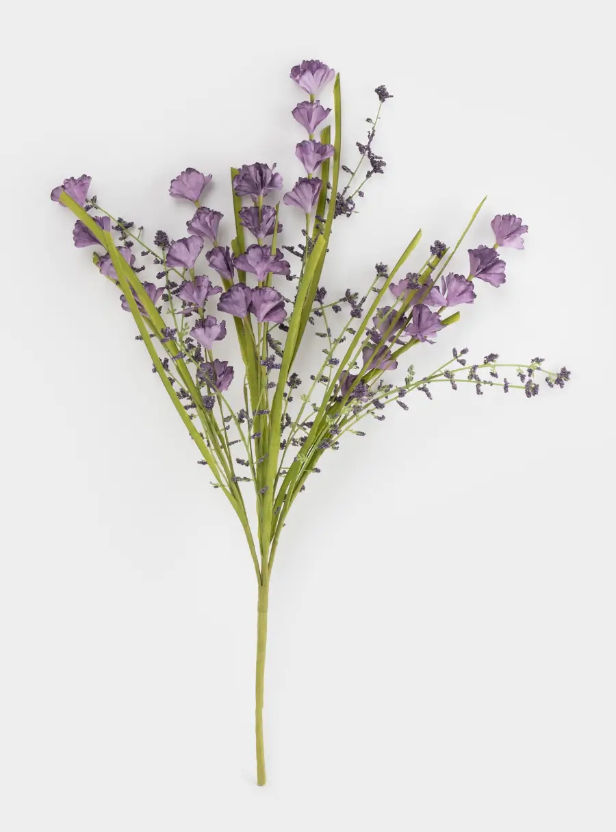 Ветка декоративная, 47 см, бумага/металл, Лиловый букет, Interior spring, image-0