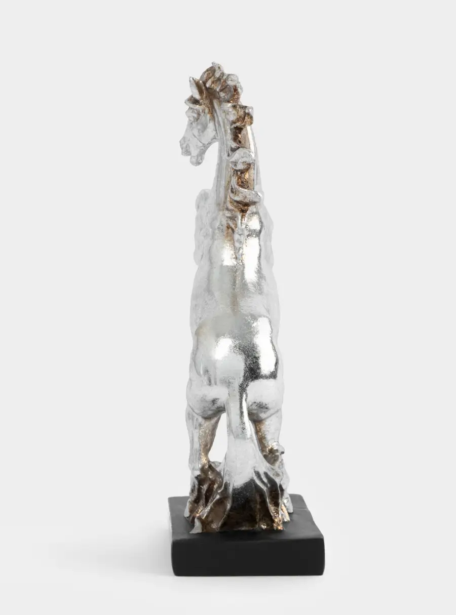 Статуэтка, 15 см, полирезин, серебристая, Конь на дыбах, Horse ,image-4
