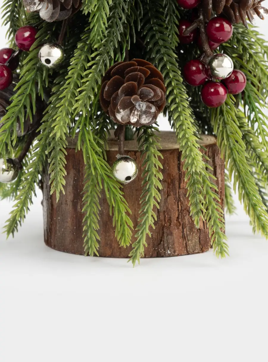 Ель искусственная, 29 см, полиэтилен/пенопласт, Шишки и ягоды, Interior natural, image-1