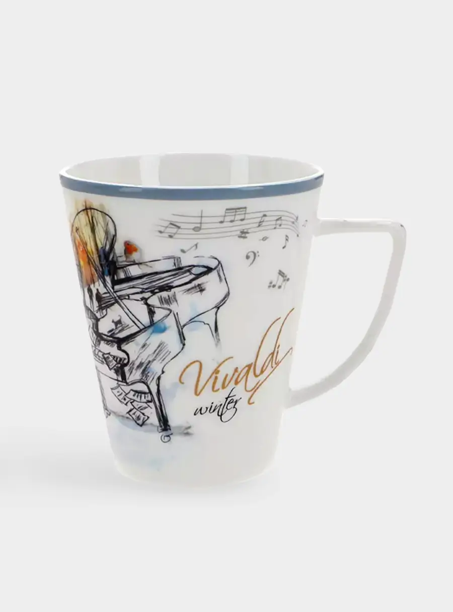 Кружка, 380 мл, фарфор F, белая, с голубым кантом, Зима, A. Vivaldi ,image-0
