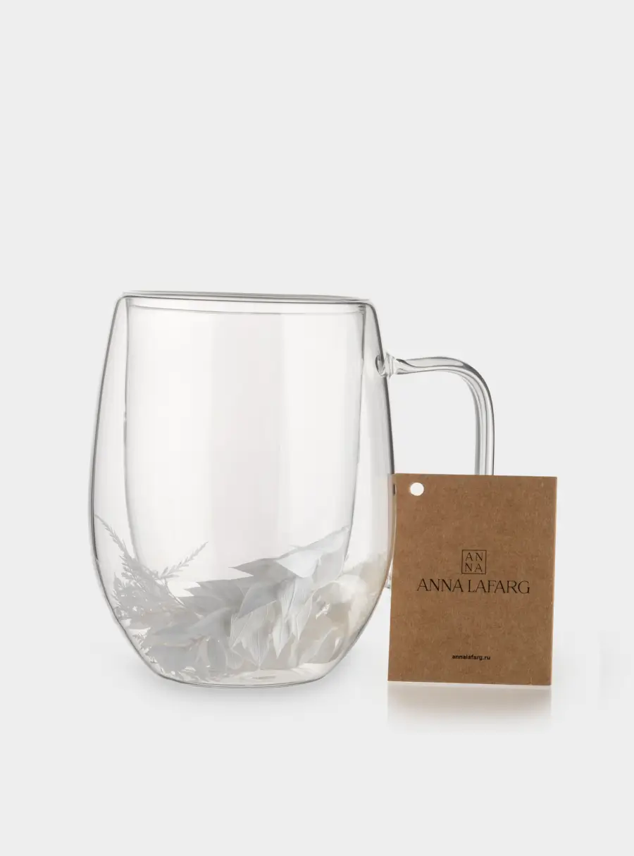 Кружка, 330 мл, стекло Б, с сухоцветами внутри, Белые цветы, Wind-mystery, image-5