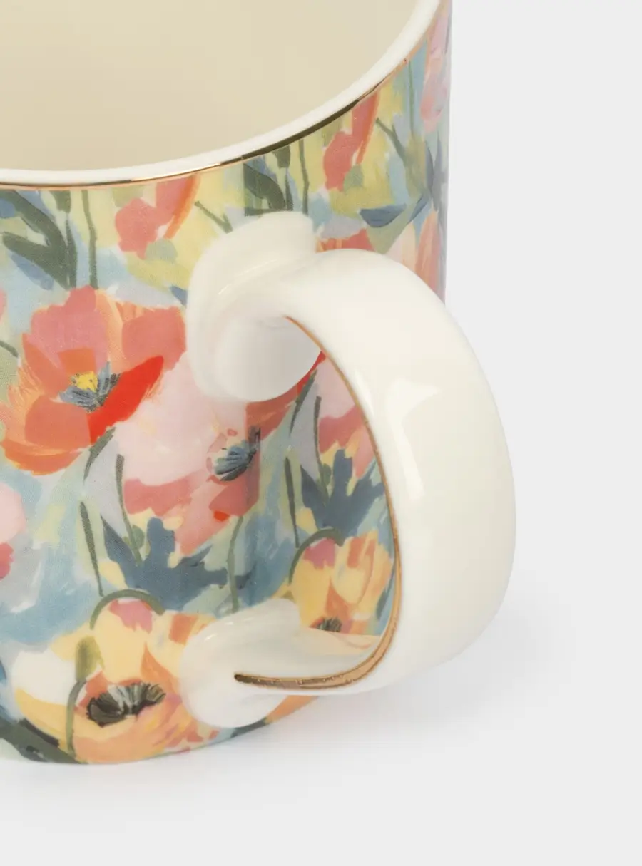 Кружка, 380 мл, фарфор N, с золотистым кантом, Акварельные цветы, Floristics, image-4