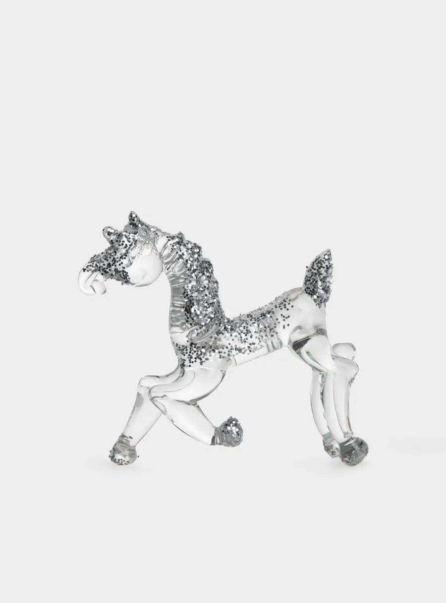 Статуэтка, 10х7 см, стекло, серебристая, Лошадка, Horse ,image-0