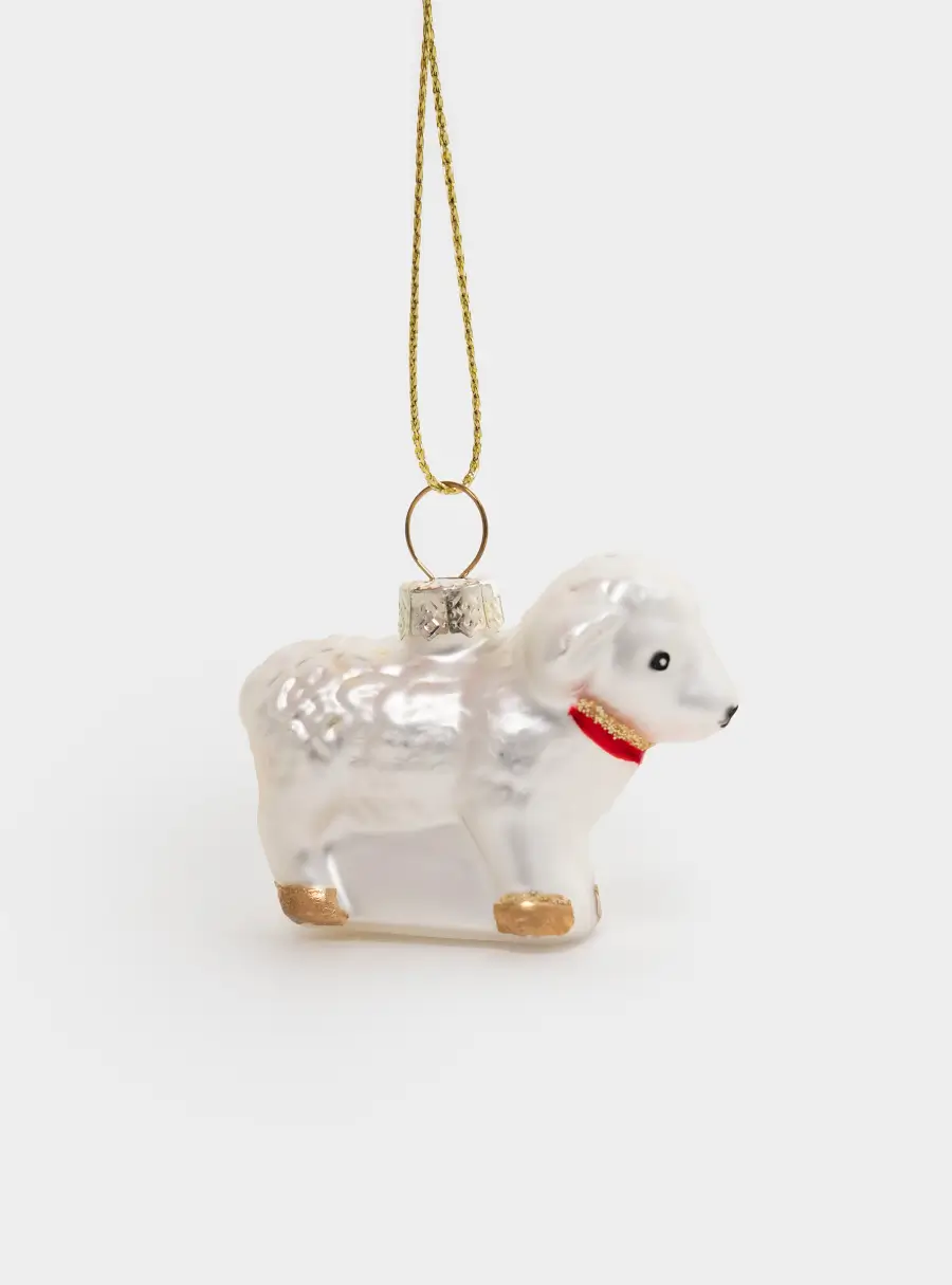 Игрушка елочная, 4 см, 2 шт, стекло, серебристая, Овечки, Sheep ,image-1