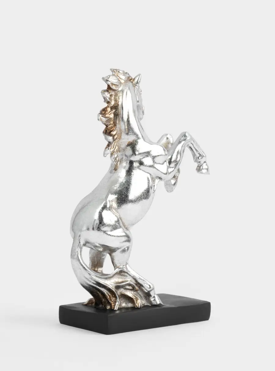 Статуэтка, 15 см, полирезин, серебристая, Конь на дыбах, Horse ,image-3