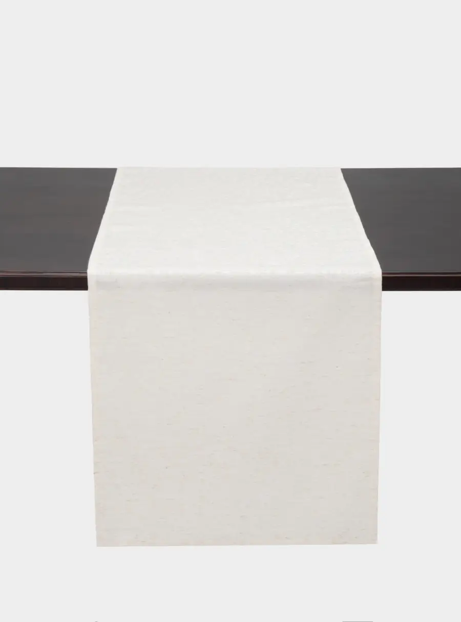 Дорожка настольная, 40х160 см, жаккард, полиэстер/лен, бежевая, Цветы, Vernazza