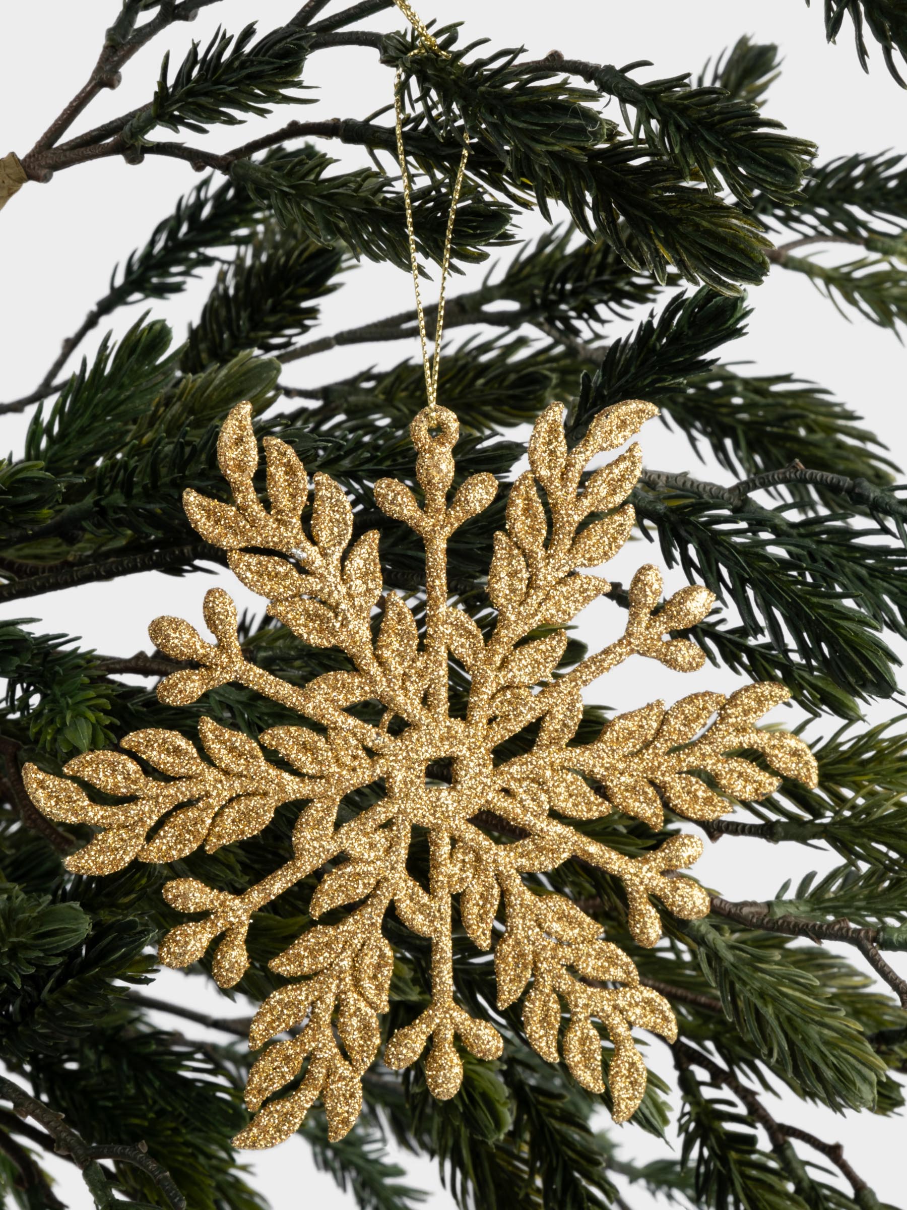 Игрушка елочная, 15 см, пластик, шампань, Снежинка, New year, image-3