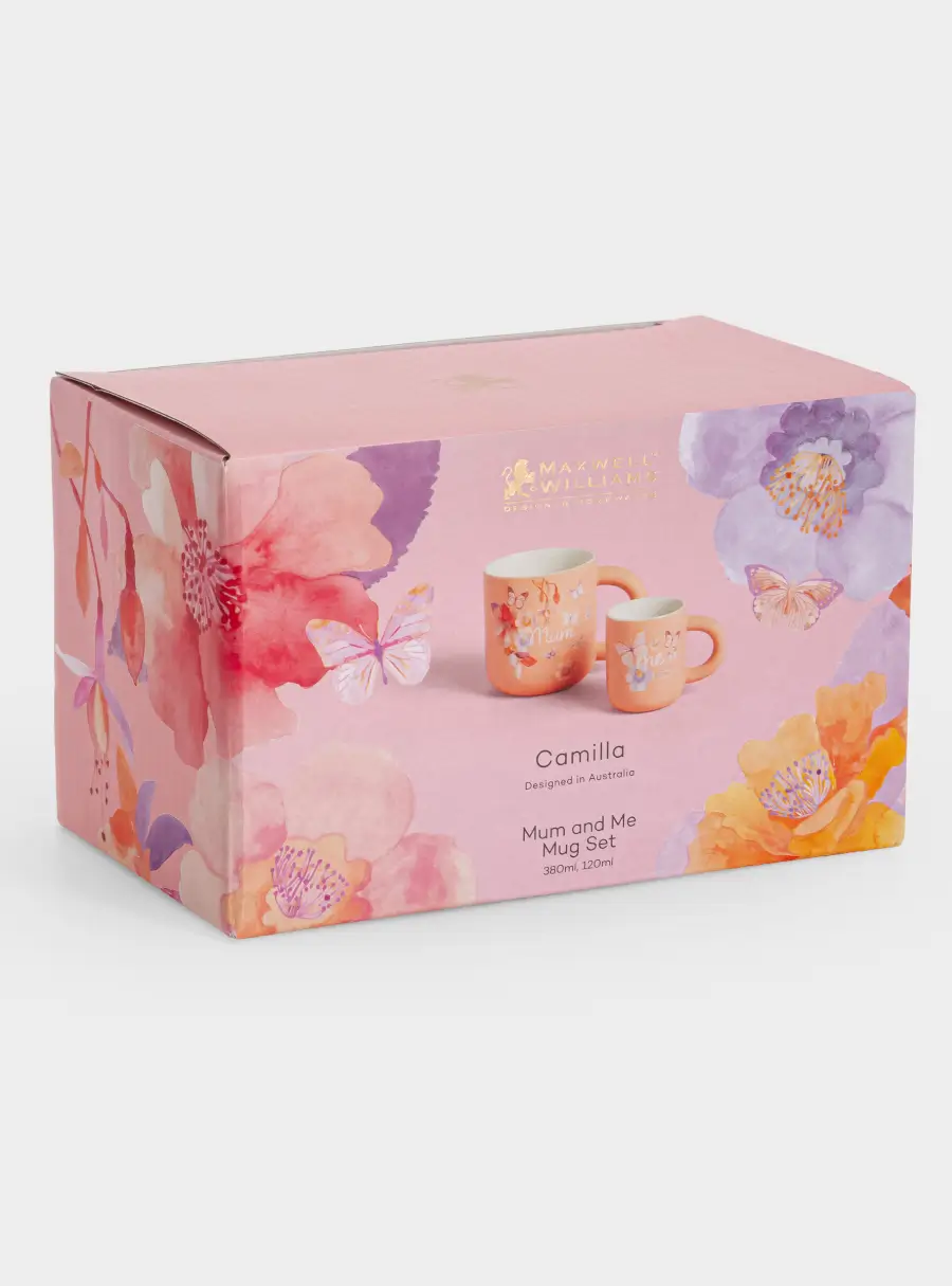 Кружка, 380 мл/120 мл, 2 шт, фарфор P, светло-оранжевая, Цветы, Camilla, image-5